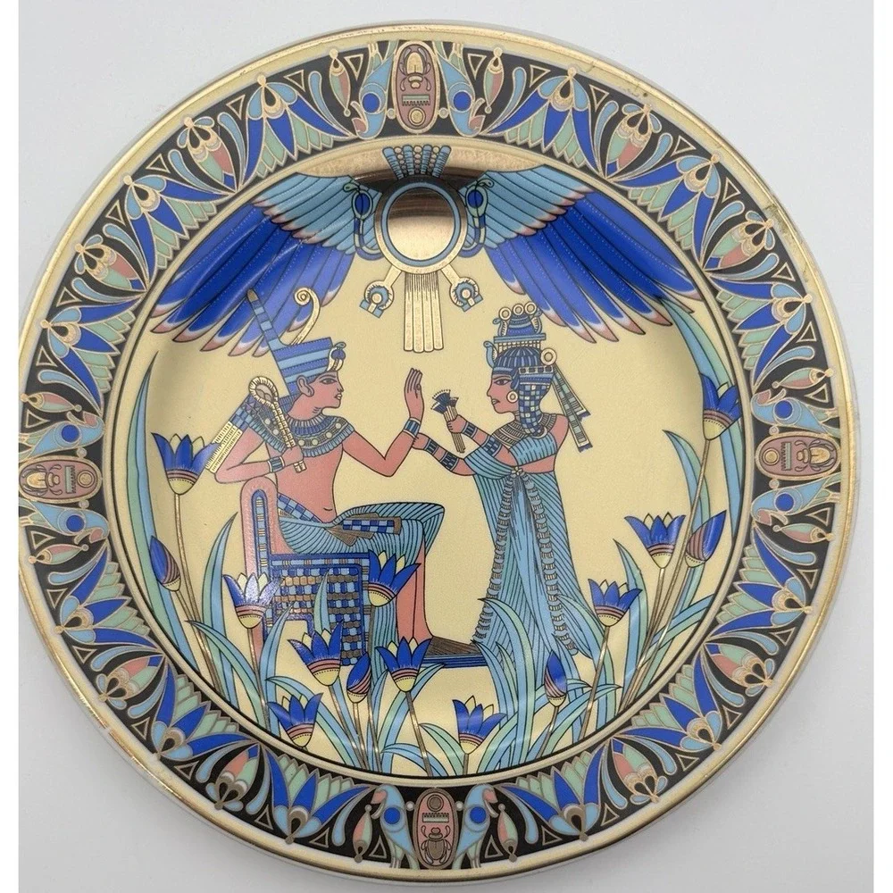 Set of 3 Limoges Egyptian Revival Decorative Plates 7.5